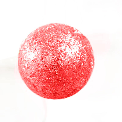 Petites boules rouges pailletées sur tiges (x24)
