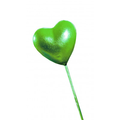 Piquets cœurs irisés vert anis (x2)