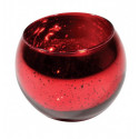 Bougeoir boule en verre mercurisé rouge