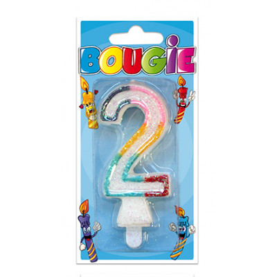 Bougie 2 ans multicolore