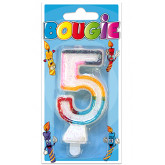 Bougie 5 ans multicolore