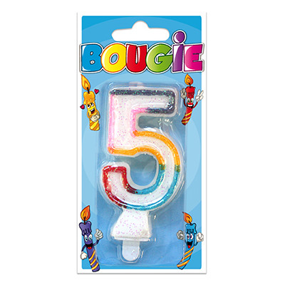 Bougie 5 ans multicolore 