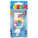 Bougie 5 ans multicolore