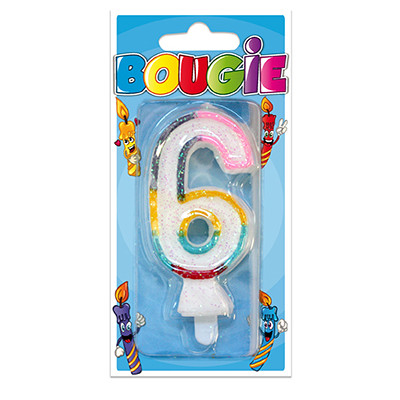 Bougie 6 ans multicolore