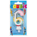 Bougie 6 ans multicolore