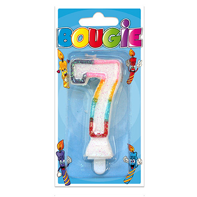 Bougie 7 ans multicolore 