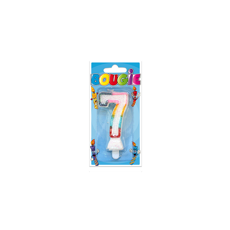 Bougie Chiffre Multicolore 7 Ans - Bougie 7 Ans - Bougie Chiffre 7 - Bougie  7 Ans 