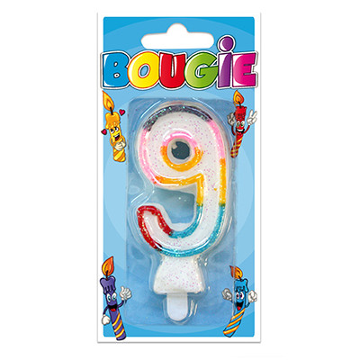 Bougie 9 ans multicolore