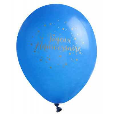 Ballon Joyeux Anniversaire bleu (x8)