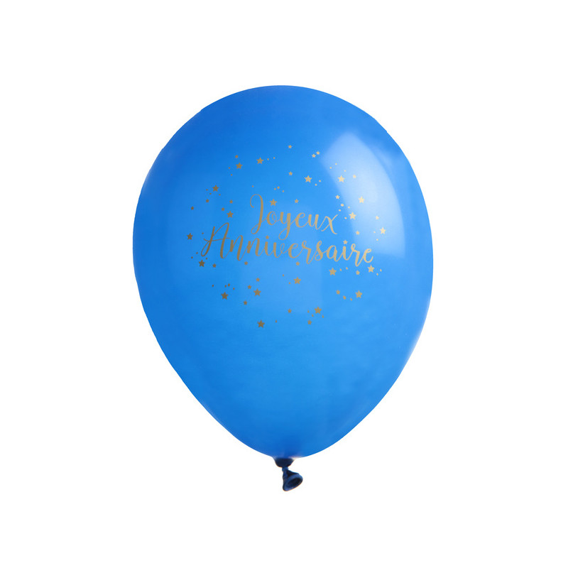 Ballon Joyeux Anniversaire bleu (x8) 