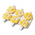 Pinces fleurs en lin jaune x6