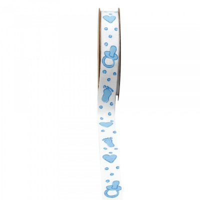 Ruban naissance côton bleu
