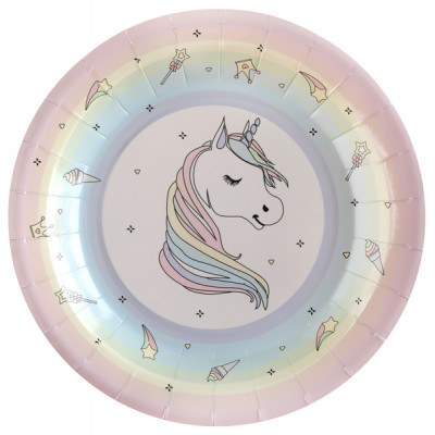 Assiettes Licorne colorés x10