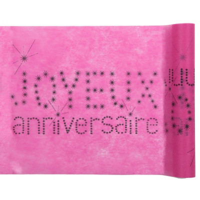 Chemin de table Joyeux Anniversaire fuchsia