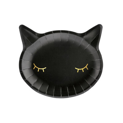 Assiette en papier chat noir x6