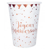 grandes assiettes jetables en papier anniversaire rose et doré