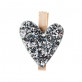 Clips coeur pailletés argent x6