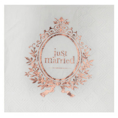 Serviettes Just Married rose gold x20